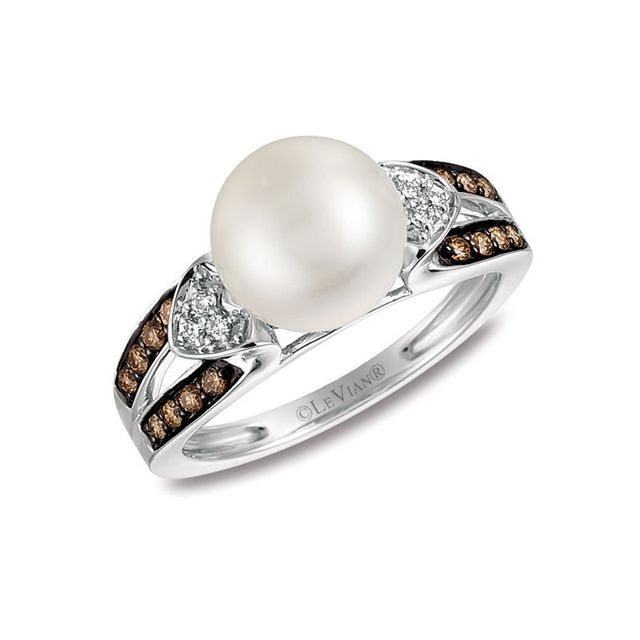 Le Vian® 9.0-10.0mm Cultured Freshwater Pearl and 0.22 CT. T.W. Diamond Ring in 14K Vanilla Gold™|Peoples Jewellers