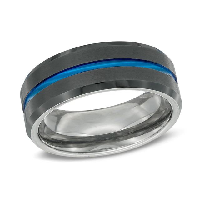 Men's 8.0mm Wedding Band in Two-Tone IP Stainless Steel - Size 10|Peoples Jewellers