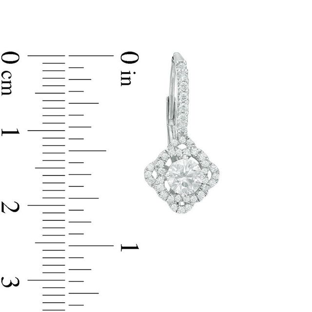 1.38 CT. T.W. Certified Canadian Diamond Kite-Shaped Scalloped Frame Drop Earrings in 14K White Gold (I/I2)