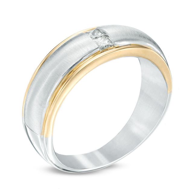 Ever Usâ¢ 0.20 CT. T.W. Two Stone Square-Cut Diamond Satin Band in 14K Two-Tone Gold