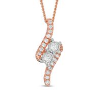 Ever Us™ CT. T.W. Two-Stone Diamond Bypass Pendant in 14K Rose Gold