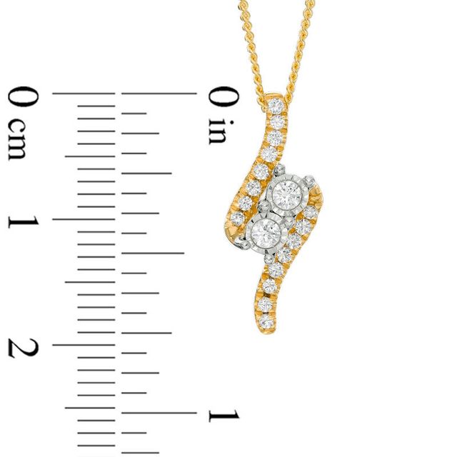 Ever Us™ CT. T.W. Two-Stone Diamond Bypass Pendant in 14K Gold