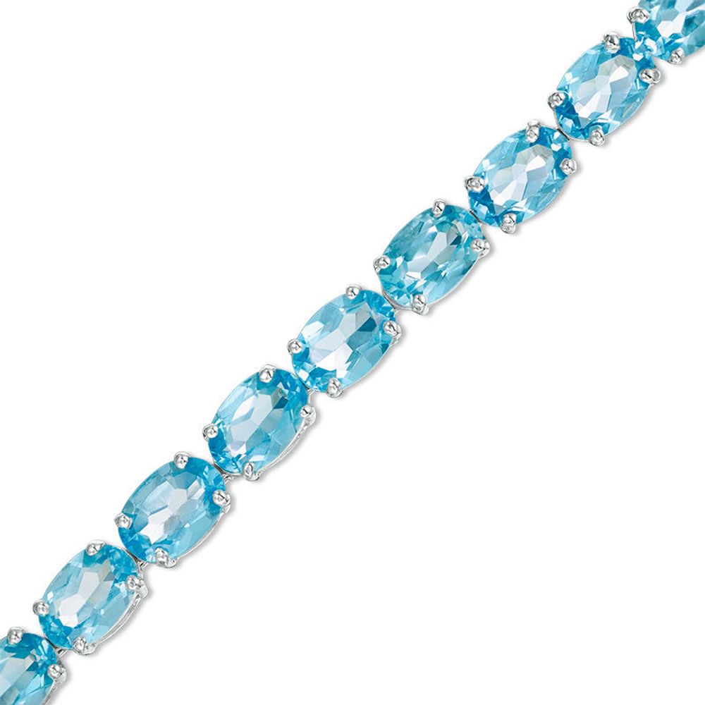 Oval Swiss Blue Topaz Tennis Bracelet in Sterling Silver - 7.5"|Peoples Jewellers