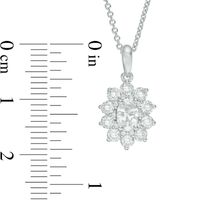 Oval Lab-Created White Sapphire Starburst Pendant in Sterling Silver|Peoples Jewellers