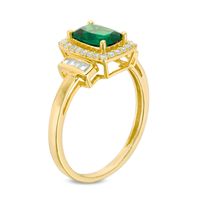 Cushion-Cut Lab-Created Emerald and White Sapphire Frame Pendant and Ring Set in 10K Gold|Peoples Jewellers