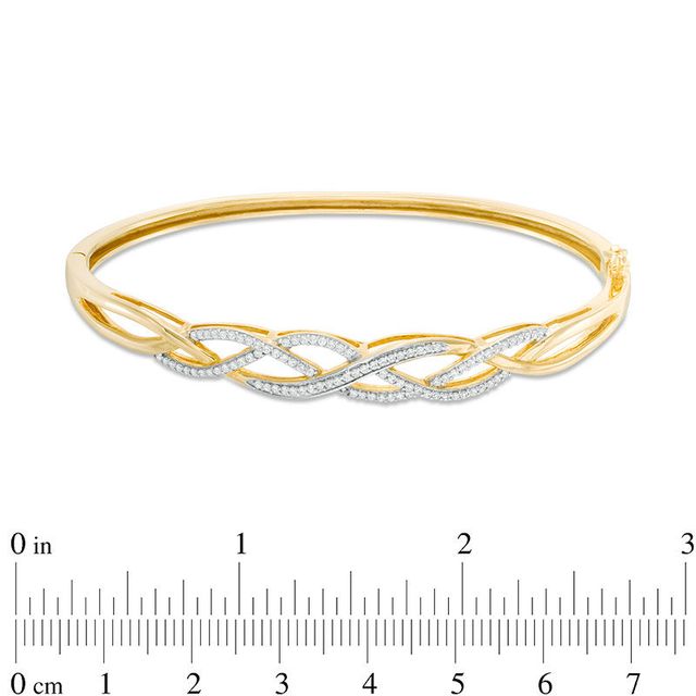 Lab-Created White Sapphire Loose Braid Bangle in Sterling Silver with 18K Gold Plate|Peoples Jewellers