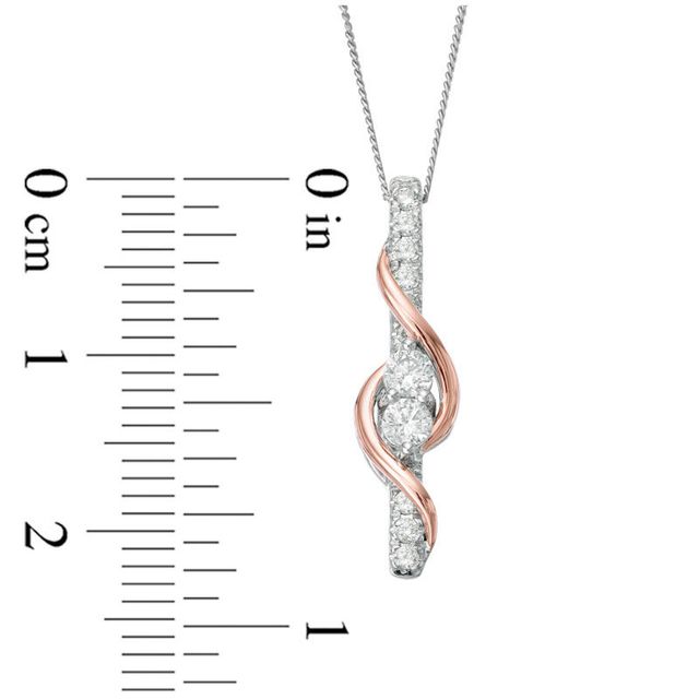 Ever Us™ 0.50 CT.T.W. Two-Stone Diamond Linear Swirl Pendant in 14K Two-Tone Gold - 19"