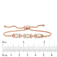 Lab-Created Opal and White Sapphire Bow Bolo Bracelet in Sterling Silver with 18K Rose Gold Plate - 9.0"|Peoples Jewellers