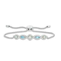 Lab-Created Opal, Swiss Blue Topaz and White Sapphire Geometric Bolo Bracelet in Sterling Silver - 9.0"|Peoples Jewellers