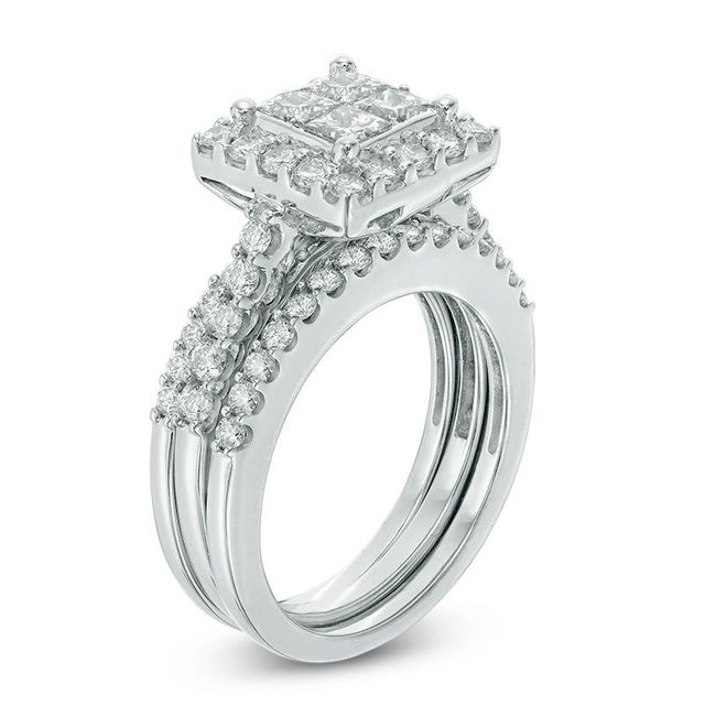2.00 CT. T.W. Quad Princess-Cut Diamond Frame Bridal Set in 14K White Gold|Peoples Jewellers