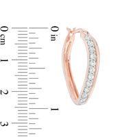 Lab-Created White Sapphire Curved Hoop Earrings in Sterling Silver with 14K Rose Gold Plate|Peoples Jewellers