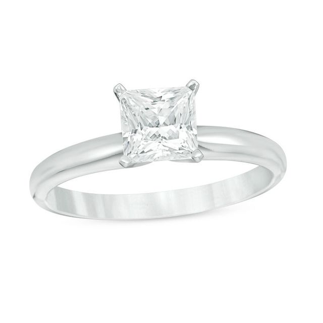CT. Certified Princess-Cut Diamond Solitaire Engagement Ring in 14K White Gold (J/I3)|Peoples Jewellers