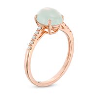 Oval Aquamarine Cabochon and Diamond Accent Ring in 10K Rose Gold|Peoples Jewellers