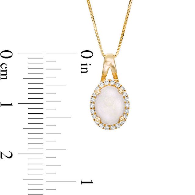 Oval Opal and 0.09 CT. T.W. Diamond Frame Pendant in 10K Gold|Peoples Jewellers