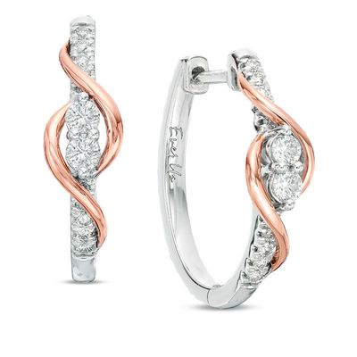 Ever Us™ 0.50 CT. T.W. Two-Stone Diamond Linear Swirl Earrings in 14K Two-Tone Gold|Peoples Jewellers