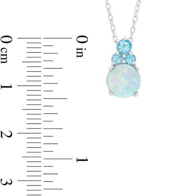 Lab-Created Opal and Swiss Blue Topaz Trio Pendant and Drop Earrings Set in Sterling Silver|Peoples Jewellers