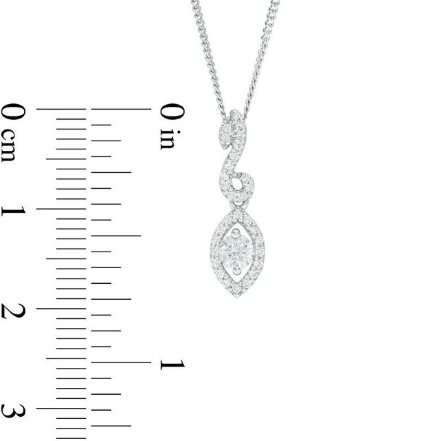 0.25 CT. T.W. Certified Canadian Diamond Marquise Swirl Pendant in 14K White Gold (I/I2) - 17"|Peoples Jewellers