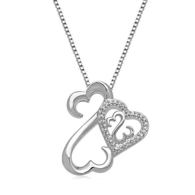 Open Hearts by Jane Seymour™ 0.04 CT. T.W. Diamond Side Heart Pendant in Sterling Silver|Peoples Jewellers