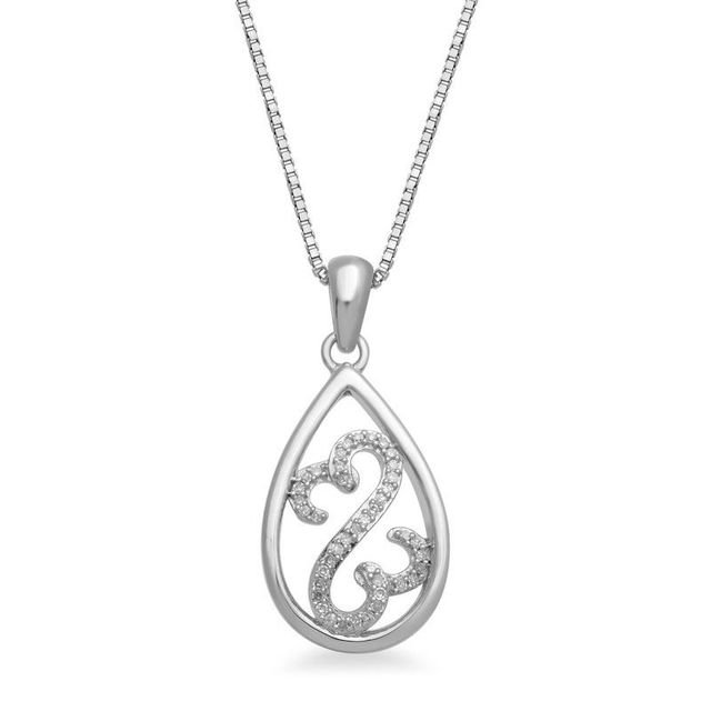 Open Hearts by Jane Seymour™ 0.07 CT. T.W. Diamond Teardrop Frame Pendant in Sterling Silver