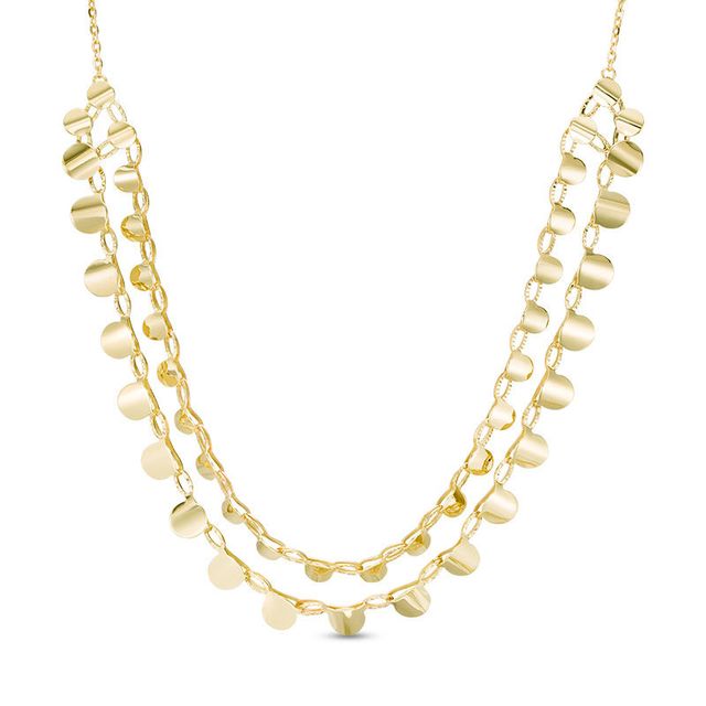 Made in Italy Diamond-Cut Miniature Disc Double Strand Necklace in 10K Gold - 19"|Peoples Jewellers