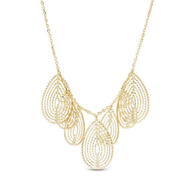 Made in Italy Diamond-Cut Multi-Teardrop Dangle Necklace in 10K Gold - 19"|Peoples Jewellers