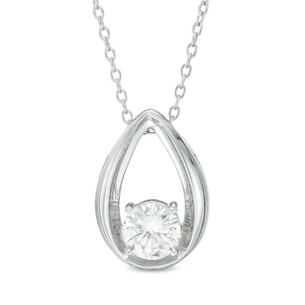 6.0mm Lab-Created White Sapphire Teardrop Pendant in Sterling Silver|Peoples Jewellers