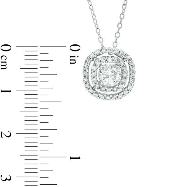 5.0mm Lab-Created White Sapphire Double Frame Pendant in Sterling Silver|Peoples Jewellers