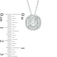 5.0mm Lab-Created White Sapphire Double Frame Pendant in Sterling Silver|Peoples Jewellers