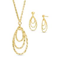 Made in Italy Diamond-Cut Teardrop Necklace and Drop Earrings Set in 10K Gold - 19"|Peoples Jewellers