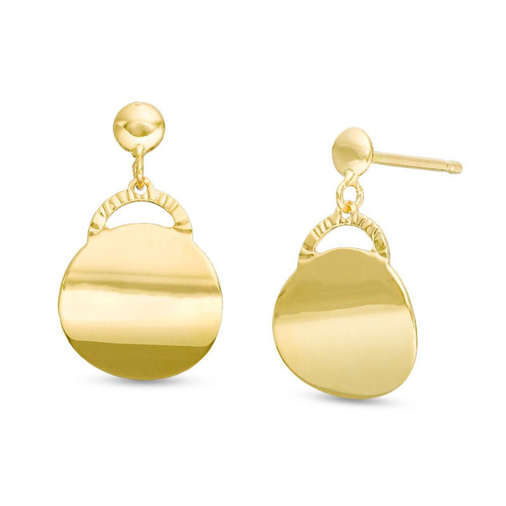 Made in Italy Curved Coin Drop Earrings in 10K Gold|Peoples Jewellers