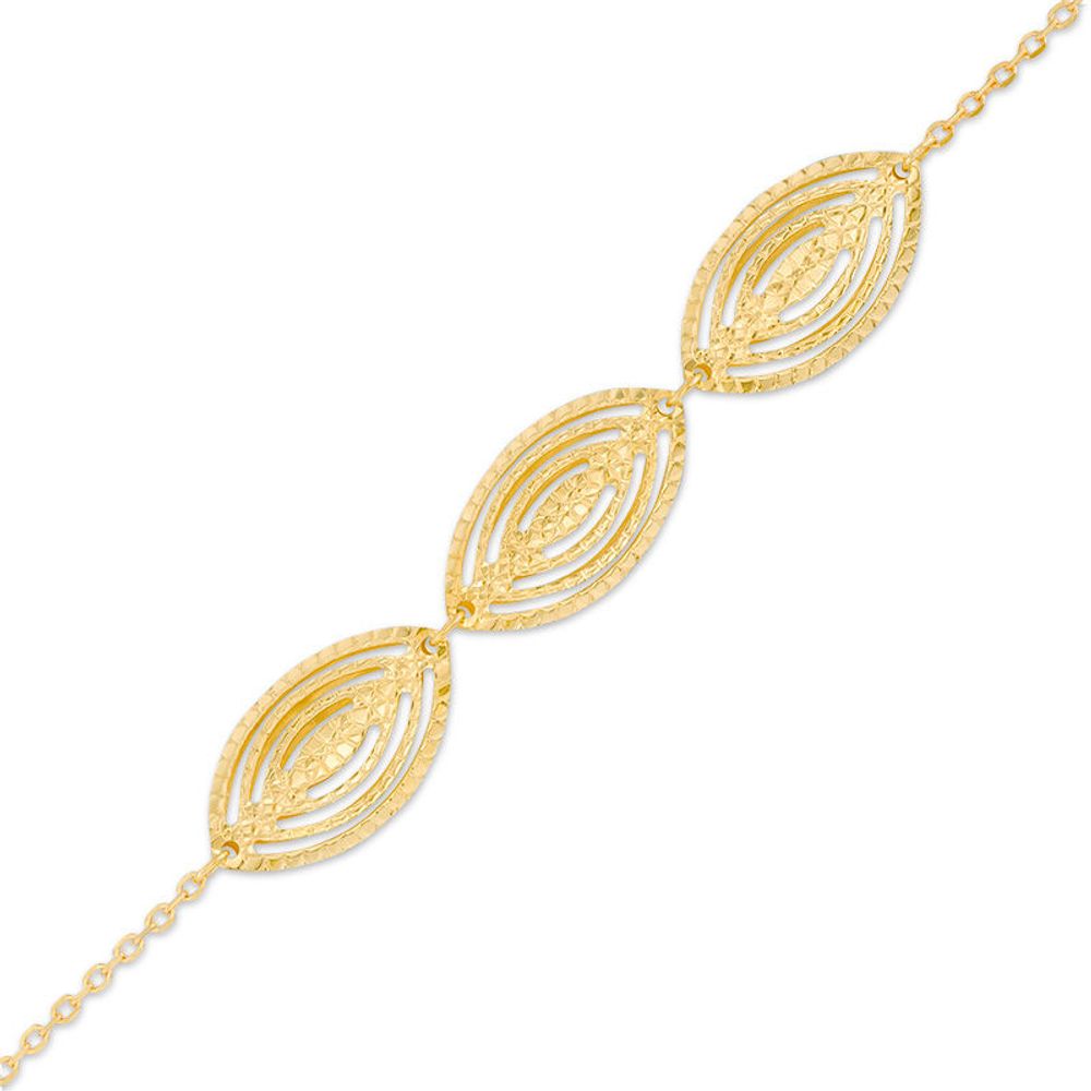 Made in Italy Diamond-Cut Triple Marquise Bracelet in 10K Gold - 8.0"|Peoples Jewellers