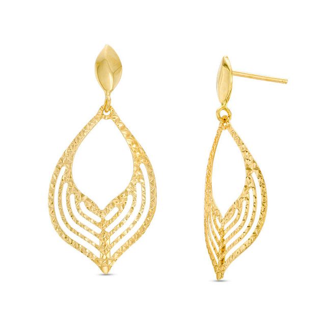 Made in Italy Diamond-Cut Open Flame Drop Earrings in 10K Gold|Peoples Jewellers