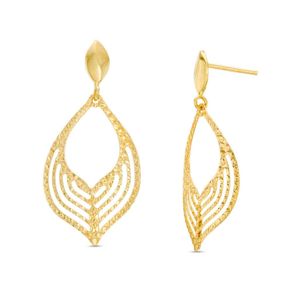 Made in Italy Diamond-Cut Open Flame Drop Earrings in 10K Gold|Peoples Jewellers