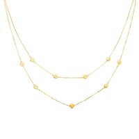 Made in Italy Hammered Ball Station Double Strand Necklace in 10K Gold|Peoples Jewellers