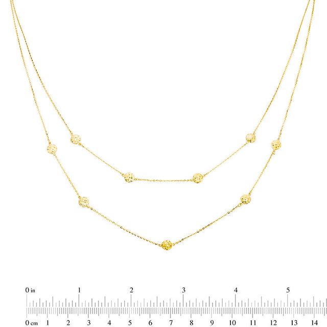 Made in Italy Hammered Ball Station Double Strand Necklace in 10K Gold|Peoples Jewellers