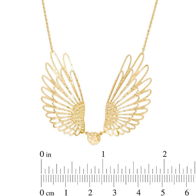 Made in Italy Diamond-Cut Ball with Wings Necklace in 10K Gold - 19"|Peoples Jewellers