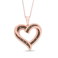 Champagne Diamond Accent Swirl Heart Pendant in Sterling Silver with 14K Rose Gold Plate|Peoples Jewellers