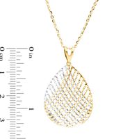 Made in Italy Diamond-Cut Lattice Teardrop Pendant in 10K Two-Tone Gold|Peoples Jewellers