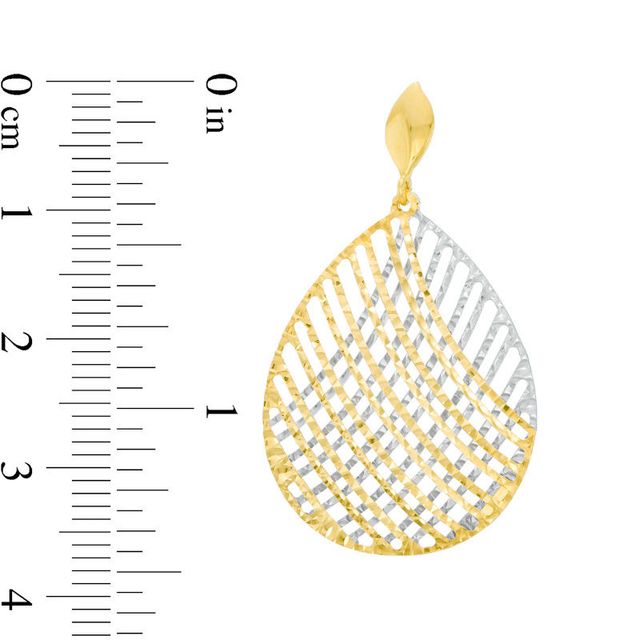 Made in Italy Diamond-Cut Lattice Teardrop Earrings in 10K Two-Tone Gold|Peoples Jewellers