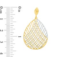 Made in Italy Diamond-Cut Lattice Teardrop Earrings in 10K Two-Tone Gold|Peoples Jewellers