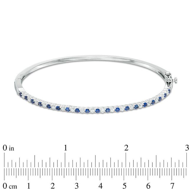 Alternating Lab-Created Blue and White Sapphire Bangle in Sterling Silver|Peoples Jewellers