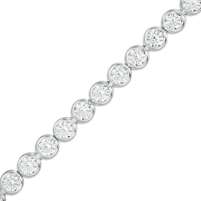 Lab-Created White Sapphire Bezel-Set Tennis Bracelet in Sterling Silver - 7.25"