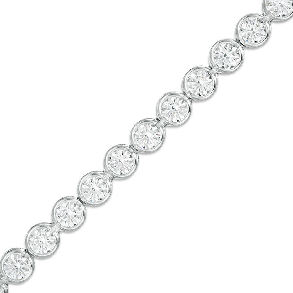 Lab-Created White Sapphire Bezel-Set Tennis Bracelet in Sterling Silver - 7.25"|Peoples Jewellers