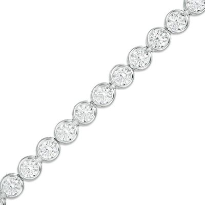 Lab-Created White Sapphire Bezel-Set Tennis Bracelet in Sterling Silver - 7.25"|Peoples Jewellers