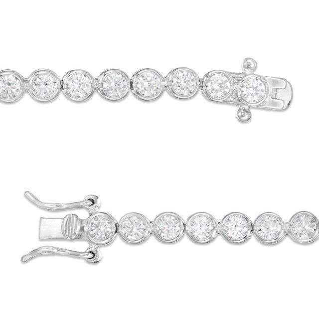 Lab-Created White Sapphire Bezel-Set Tennis Bracelet in Sterling Silver - 7.25"|Peoples Jewellers