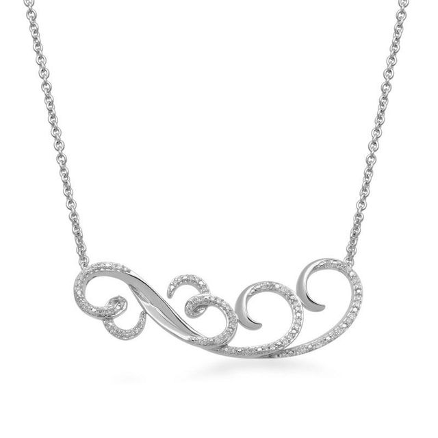 Open Hearts by Jane Seymour™ 0.15 CT. T.W. Diamond Wave Necklace in Sterling Silver - 16.5"