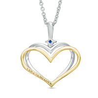 The Kindred Heart from Vera Wang Love Collection Diamond and Blue Sapphire Pendant in Sterling Silver and 14K Gold - 19"|Peoples Jewellers