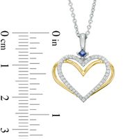 The Kindred Heart from Vera Wang Love Collection Diamond and Blue Sapphire Pendant in Sterling Silver and 14K Gold - 19"|Peoples Jewellers