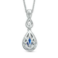 Vera Wang Love Collection Pear-Shaped Blue Sapphire and 0.16 CT. T.W. Diamond Frame Pendant in 14K White Gold - 19"|Peoples Jewellers