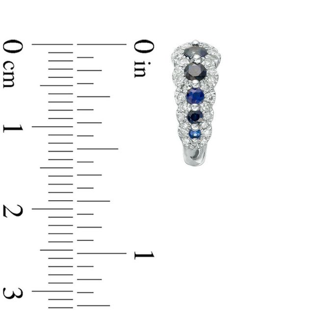 Vera Wang Love Collection Blue Sapphire and 0.30 CT. T.W. Diamond Hoop Earrings in 14K White Gold